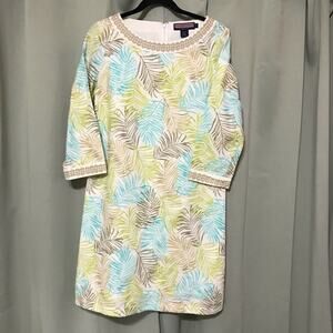 VINEYARD VINES Tropical Palm Linen Blend Shift Dress